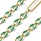 304 Stainless Steel Enamel Figaro Chains, Soldered, with Spool, Ion Plating(IP), Real 18K Gold Plated, Dark Green, 20x5x1mm