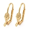 Brass Leverback Earring Findings, Shell Shape, Nickel Free, Real 18K Gold Plated, 18x5x11.5mm, Hole: 1.6mm, Pin: 1mm