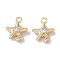 Ocean Collection Theme Jewelry, Brass Micro Pave Cubic Zirconia Pendant, with Glass, Real 18K Gold Plated, Starfish, 14x11x5mm, Hole: 1.2mm