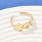 Flower 304 Stainless Steel Cuff Ring Components, Pad Ring Settings, Ion Plating(IP), Real 18K Gold Plated, Tray: 6.5mm, 9mm, Adjustable