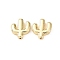 Cactus Brass Beads, Rack Plating, Long-Lasting Plated, Lead Free & Cadmium Free, Real 18K Gold Plated, 14x13x3.5mm, Hole: 1mm