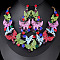 Alloy Enamel & Rhinestone Pendant Necklaces & Stud Dangle Earrings, Butterfly, Colorful, 19.69 inch(50cm)