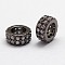 Brass Micro Pave Cubic Zirconia European Beads, Rondelle, Large Hole Beads, Lead Free & Nickel Free, Gunmetal, 7x3mm, Hole: 4mm