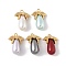 304 Stainless Steel Plastic Pendants, Ion Plating(IP), Teardrop Charm, Golden, Mixed Color, 24.5x18x10mm, Hole: 2mm