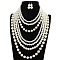 Plastic Pearl Round Beaded Multilayer Necklaces & Dangle Earrings Sets, White, 350~700mm