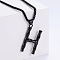 Stylish Stainless Steel Initial Pendant Necklaces, Black, Letter H