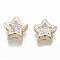 Brass Cubic Zirconia Multi-Strand Links, Nickel Free, Star, Clear, Real 18K Gold Plated, 9x9x4.5mm, Hole: 3x2mm