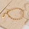 Bohemian Style Natural Rose Quartz Round Beaded Bracelets for Women, with Stainless Steel Clasp, Real 18K Gold Plated, 6-1/4 inch(16cm)