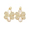 Brass Micro Pave Clear Cubic Zirconia Pendants, with Shell, Real 18K Gold Plated, Flower, 24.5x17.5x2.5mm, Hole: 3mm