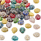80Pcs Glass Beads, Beetle, Golden Metal Enlaced, Mixed Color, 9x8x5mm, Hole: 1mm