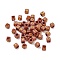 Opaque Acrylic Beads, Cube with Letter, Golden Metal Enlaced, Indian Red, 6x6x9mm, Hole: 3mm, about 3125pcs/500g