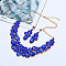 Oval Alloy Glass Stud Earrings & Bib Necklaces Sets for Women, Blue, 500mm