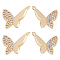 10Pcs 2 Style Rack Plating Brass Micro Pave Clear Cubic Zirconia Charms, Nickel Free, Butterfly, Real 18K Gold Plated, 13x14x2.5mm, Hole: 1mm, 5pcs/style