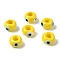 Handmade Evil Eye Lampwork Beads, Rondelle, Yellow, 13~14.5x13.5~15x8~9mm, Hole: 4.5mm