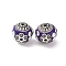 Handmade Resin Indonesia Round Beads, with Alloy Findings, Round, Dark Blue, 16mm, Hole: 1.8mm