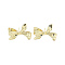 Bowknot Brass Stud Earrings, Long-Lasting Plated, Lead Free & Cadmium Free, Real 18K Gold Plated, 14x20mm