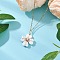 Natural Howlite Clover Pendant Necklaces, 304 Stainless Steel Cable Chain Necklaces for Women, Golden, 17.52 inch(44.5cm)