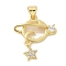 Brass Micro Pave Cubic Zirconia Pendants, Star & Moon, with Shell, Lead Free & Cadmium Free, Long-Lasting Plated, Real 18K Gold Plated, 21.5x18.5x3mm, Hole: 4x3.5mm