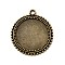 Tibetan Style Flat Round Alloy Pendant Cabochon Settings, Cadmium Free & Nickel Free & Lead Free, Antique Bronze, Tray: 25mm, 37x33x2mm, Hole: 3mm