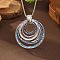 Multi Ring Zinc Alloy Enamel Pendant Necklaces for Women, Silver Color Plated, Cornflower Blue, 16.54 inch(42cm)