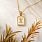 Rectangle 304 Stainless Steel Pave Natural White Shell Initial Pendant Necklaces for Women, Real 18K Gold Plated, Letter X, 15.75 inch(40cm)