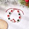 Glass Bracelets, with Alloy Enamel and ABS Plastic Imitation Pearl, Santa Claus, Inner Diameter: 1-7/8 inch(4.9cm)~3-1/4 inch(8.2cm), link: 24.5x16mm