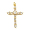 Rack Plating Brass Micro Pave Clear Cubic Zirconia Pendants, with Jump Ring, Lead Free & Cadmium Free, Long-Lasting Plated, Cross, Real 18K Gold Plated, 32.5x21.5x5mm, Hole: 3mm