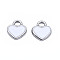 201 Stainless Steel Charms, with Enamel, Heart, Stainless Steel Color, White, 12x10.5x1.5mm, Hole: 2mm