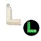 Luminous Resin Pendants, Glow in the Dark, with Platinum Plated Loop, Letter, Letter L, 24x16.5x5.5mm, Hole: 1.8mm