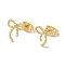 Brass Stud Earrings, Bowknot, Real 18K Gold Plated, 10x9.5mm