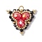 Glass Seed Beads Triangle Pendants, with Glass & Brass Beads & Real 18k Plated Golden 304 Stainless Steel Jump Ring, Black, 26x28x8mm, Hole: 3mm