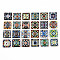 Glass Cabochons, Square with Floor Tile Pattern, Mixed Color, 30x30x8~8.5mm, 24pcs/set