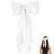 1Pc Bowknot Cloth Alligator Hair Clips, Imitation Pearl Hair Accessories for Women, White, 430x200x35mm
