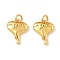 Brass Pendants, Heart Charms, Long-Lasting Plated, Lead Free & Cadmium Free, with Jump Ring, Real 24K Gold Plated, 12x9x3mm, Hole: 2mm