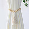 Handmade Macrame Wood Bead Curtain Tiebacks, Cotton Cord Tassel Curtain Holdback, for Home Wall Drapes Window Decoration, Floral White, 700mm
