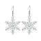 Snowflake Alloy Dangle Earrings, with Rhinestone, Platinum, 47.8x26.6mm
