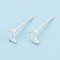 925 Sterling Silver Stud Earrings, Silver, Moon, 4.5x3.5mm