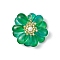 Transparent Glass Pendants, Flower Charm, with Shell Pearl Beads and 304 Stainless Steel Loops, Green, 29.5x30x12.5mm, Hole: 5.5mm