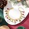 Christmas Alloy Enamel Charm Bracelets for Women, with Glass Beads and Zinc Alloy Lobster Claw Clasps, Mixed Color, 7-1/2 inch(19.2cm)