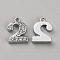 Alloy Rhinestone Charms, Number, Platinum, Num.2: 15x11x3mm, hole: 1.5mm