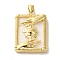 Brass Pave Natural Shell Pendants, Rectengle Charms, Real 18K Gold Plated, Sun, 24x18x4mm, Hole: 5x3.5mm