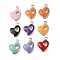 Brass Enamel Pendants, Platinum, Heart Charm, Mixed Color, 17x13x2mm, Hole: 1.6mm