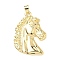 Brass Pendants, Horse Charms, Long-Lasting Plated, Cadmium Free & Lead Free, Real 18K Gold Plated, 37x26x3mm, Hole: 5x4mm
