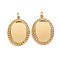 304 Stainless Steel Pendant Cabochon Settings, with Jump Rings, Oval, Real 14K Gold Plated, Tray: 14x10mm, 21.5x15x2.5mm, Jump Ring: 3.8x0.5mm, 2.8mm inner diameter