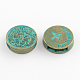 Antique Bronze & Green Patina Plated Flat Round Zinc Alloy Slide Charms X-PALLOY-Q307-06-NR-1