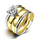 Romantische 316l Titan Stahl Zirkonia Paar Ringe für Frauen RJEW-BB06988-7A-1