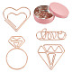 GORGECRAFT 20PCS 4 Styles Rose Gold Paper Clips Heart Shapes Diamond Love Ring Paperclips Bookmarks Planner Clips Metal Journaling Paper Clamps with Aluminum Box for Document Sorting and Decoration AJEW-GF0005-81-1