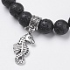 Natural Lava Rock Beads Charm Bracelets BJEW-O161-28-2