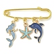 Broche pendentifs en alliage d'émail sur le thème de l'océan JEWB-BR00112-3