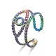 Placcatura ionica color arcobaleno (ip) 304 anello per polsino aperto da donna in acciaio inossidabile RJEW-A005-29MC-2